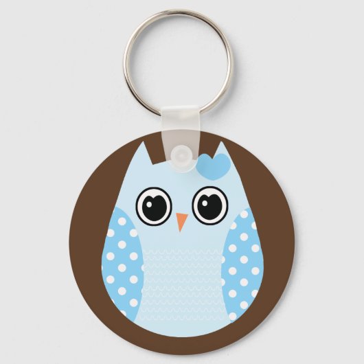 KRW Blue Polka Dot Owl Sleutelhanger Favor (Voorkant)