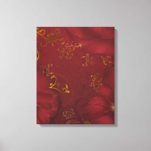 KRW Bordeaux Fantasy Floral Art Triple Canvas Afdruk (Voorkant)