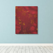 KRW Bordeaux Fantasy Floral Art Triple Canvas Afdruk (Insitu (Houten vloer))