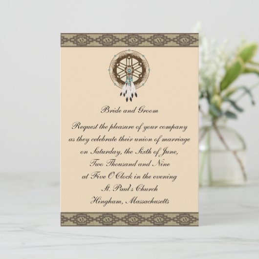 KRW Border Drocatcher Custom Wedding Invitation Kaart (Staand voorkant)
