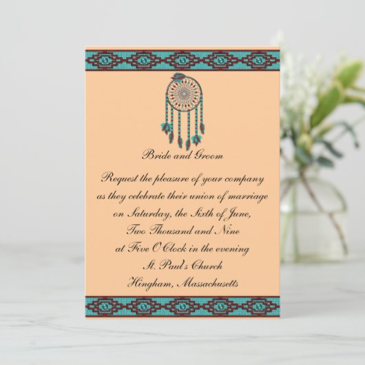 KRW Border Drocatcher Custom Wedding Invitation Kaart (Staand voorkant)