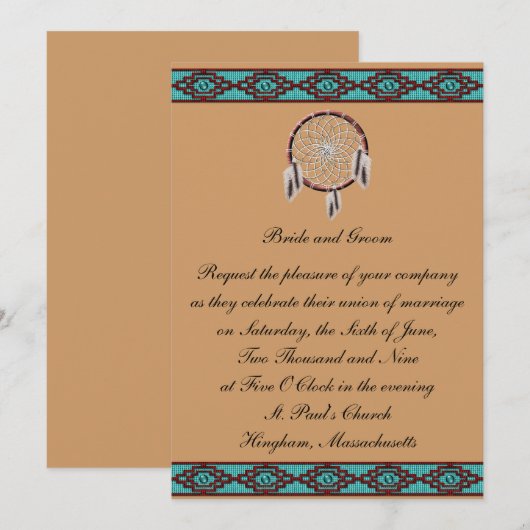 KRW Border Drocatcher Wedding Invitation Kaart (Voorkant / Achterkant)