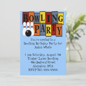 KRW Bowling Birthday Party Kaart (Staand voorkant)