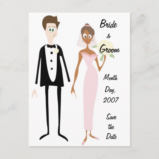 KRW Bride & Groom Save the Date Custom Briefkaart (Voorkant)