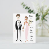 KRW Bride & Groom Save the Date Custom Briefkaart (Staand voorkant)
