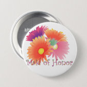 KRW Bright Daisy Maid of Honor Wedding Button (Voorkant /achterkant)