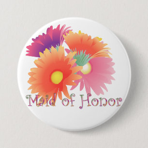 KRW Bright Daisy Maid of Honor Wedding Button