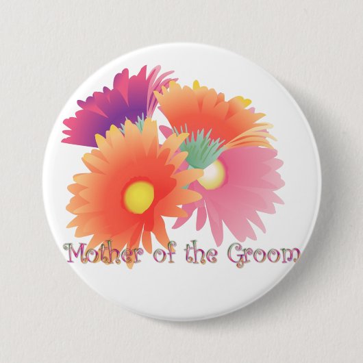 KRW Bright Daisy Moeder van de Groom Wedding Butto Ronde Button 7,6 Cm (Voorkant)