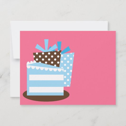 KRW Brown & Blue Polka Dot Owl Blank Party Invite Kaart (Achterkant)