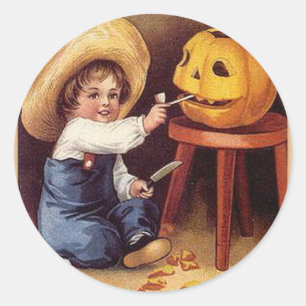 KRW Carving the Pumpkin Halloween Ronde Sticker