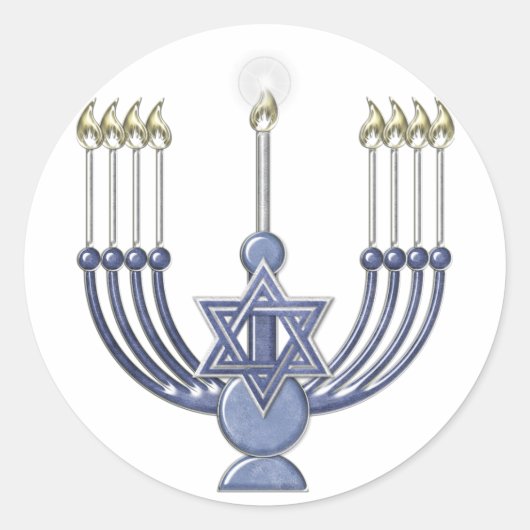 KRW Chanoeka Menorah Seal Ronde Sticker (Voorkant)