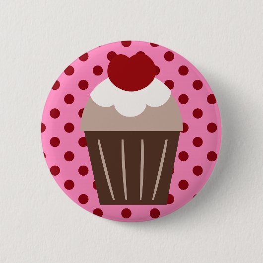 KRW Chocolate Cherry Cupcake Ronde Button 5,7 Cm (Voorkant)