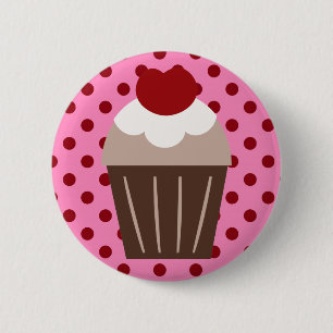 KRW Chocolate Cherry Cupcake Ronde Button 5,7 Cm