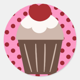 KRW Chocolate Cherry Cupcake Ronde Sticker