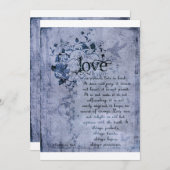 KRW Corinthians Love is: Wedding Invitation Navy Kaart (Voorkant / Achterkant)