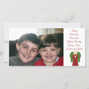 KRW Country Christmas Angel Custom Photo Card Feestdagenkaart