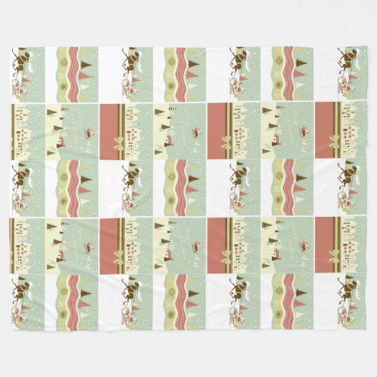 KRW Country Kerstdorps Collage Blanket Fleece Deken (Voorkant (Horizontaal))