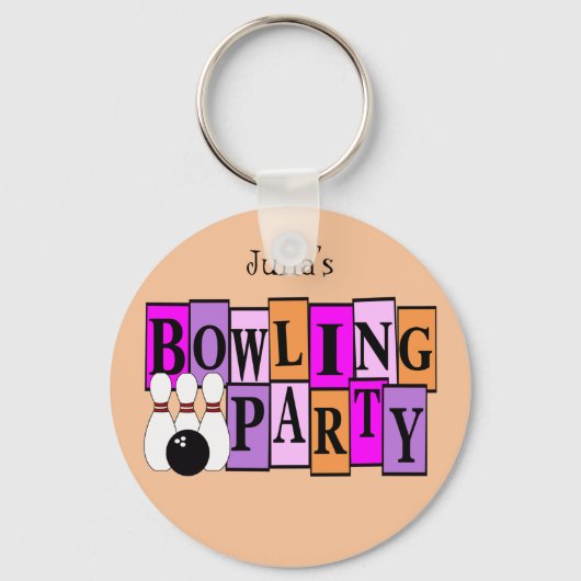 KRW Custom Bowling Birthday Party Sleutelhanger (Voorkant)