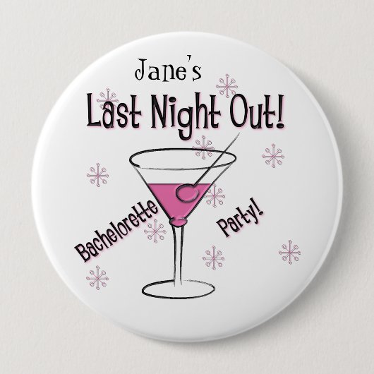 KRW Custom Bride's Last Night Out Bachelorette Pin Ronde Button 4,0 Cm (Voorkant)