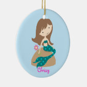 KRW Custom Cute Blauwgroen Mermaid Photo Ornament (Rechts)