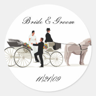 KRW Custom Elegant Paard Getrokken Vervoer Bruilof Ronde Sticker