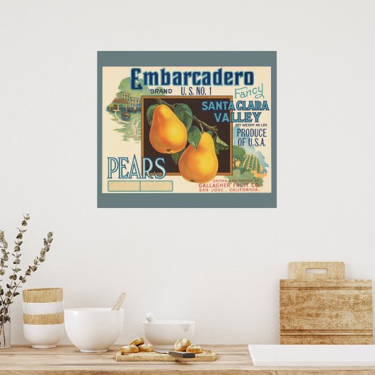 KRW CUSTOM Embarcadero Pears  Kratellabel Poster (Keuken)