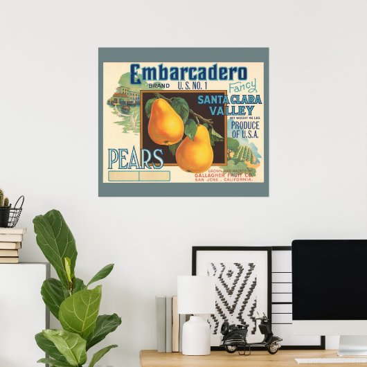 KRW CUSTOM Embarcadero Pears  Kratellabel Poster (Thuiskantoor)