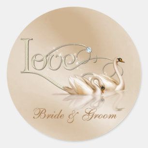 KRW Custom Graceful Swans Love Weduwen Seals Ronde Sticker