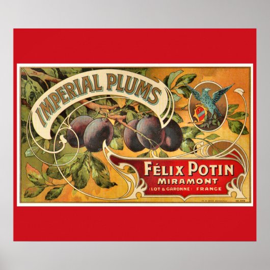 KRW CUSTOM Imperial Plum Fruit Crate Label Poster (Voorkant)