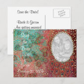 KRW Custom Indian Jeweled Photo Sla de datum op Aankondigingskaart (Voorkant / Achterkant)