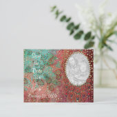 KRW Custom Indian Jeweled Photo Sla de datum op Aankondigingskaart (Staand voorkant)