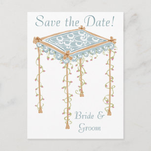 KRW Custom Jewish Wedding Canopy Save the Date Aankondigingskaart