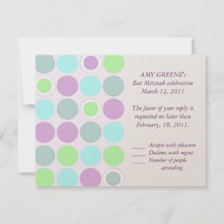 KRW Custom Modern Spots Bat Mitzvah Response Card RSVP Kaartje