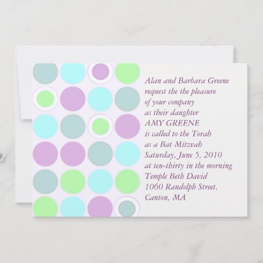 KRW Custom Modern Spots Bat Mitzvah Uitnodiging (Voorkant)