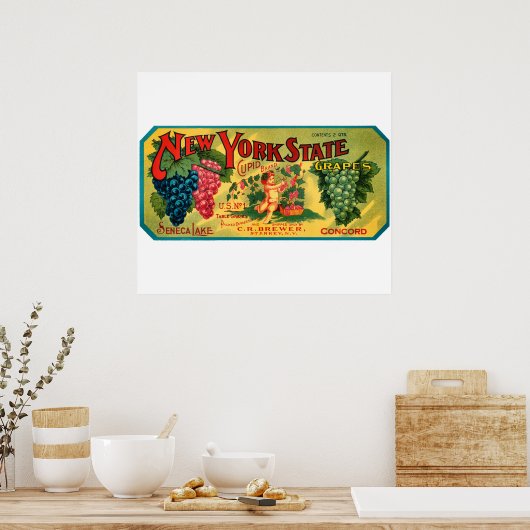KRW CUSTOM NY State Graps  Crate Label Poster (Keuken)