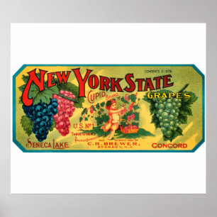 KRW CUSTOM NY State Graps  Crate Label Poster