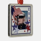 KRW Custom Photo Patriotic USA Flag Ornament (Rechts)
