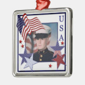 KRW Custom Photo Patriotic USA Flag Ornament (Links)