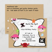 KRW Custom Pink Pirate Birthday Party Kaart (Voorkant / Achterkant)