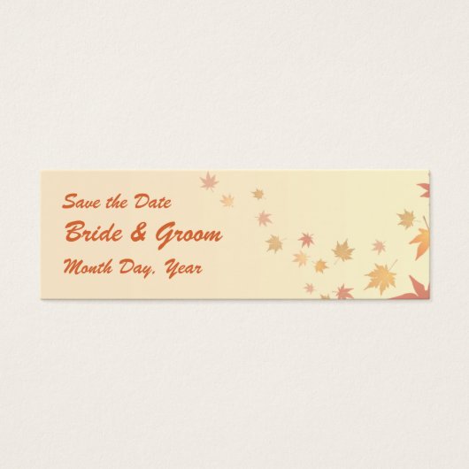 KRW Custom Save the Date Fall Leaves Bruiloft Mini Visitekaartjes (Voorkant)