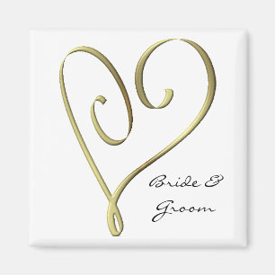 KRW Custom Stylized Gold Heart Wedding Favor Magneet
