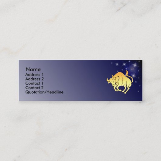 KRW Custom Taurus Zodiac Sign Profile Card Mini Visitekaartje (Voorkant)