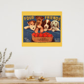 KRW CUSTOM Vier Vrienden tomatenetiket Poster (Keuken)