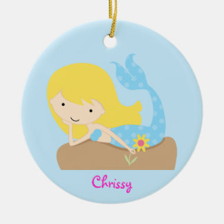 KRW Cute Blue Mermaid Custom Ornament