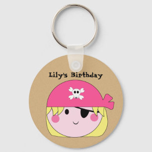 KRW Cute Custom Pink Pirate Birthday Sleutelhanger