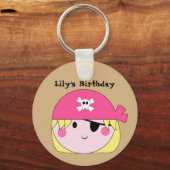 KRW Cute Custom Pink Pirate Birthday Sleutelhanger (Voorkant)