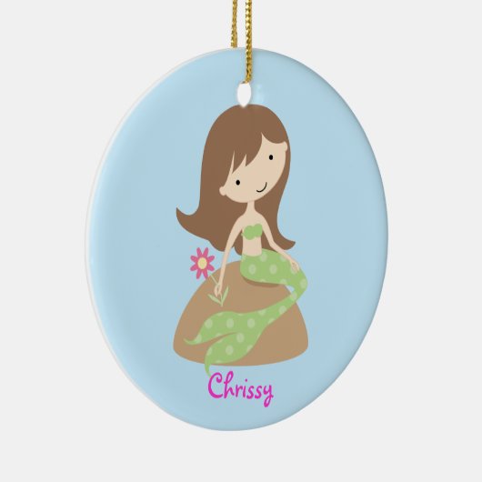 KRW Cute Green Mermaid Custom Ornament (Rechts)