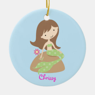 KRW Cute Green Mermaid Custom Ornament