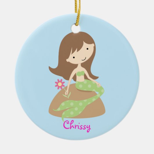 KRW Cute Green Mermaid Custom Ornament (Voorkant)