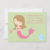 KRW Cute Mermaid Birthday Party Kaart (Achterkant)